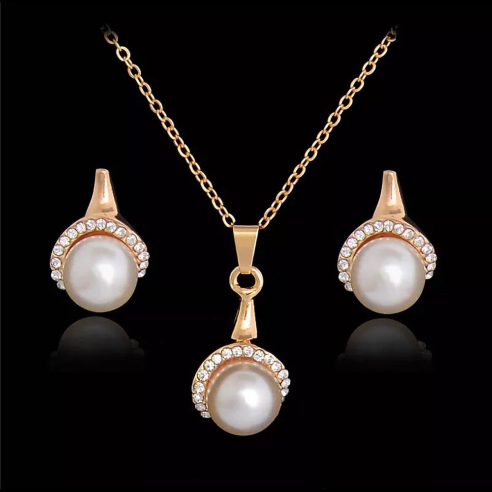 Women jewelry Set Crystal Pearl Necklace Set